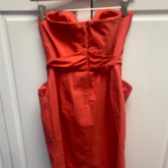 Suzi Chin for Maggy Boutique Cotton Coral Bandeau Dress Tie Waist - Picture 2 of 2